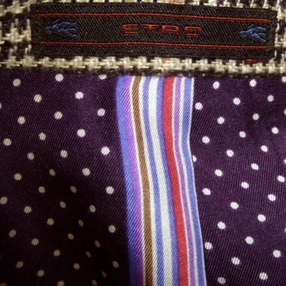 ETRO MILANO BROWN PLAID SILK HACKING JACKET blazer - Picture 7 of 7